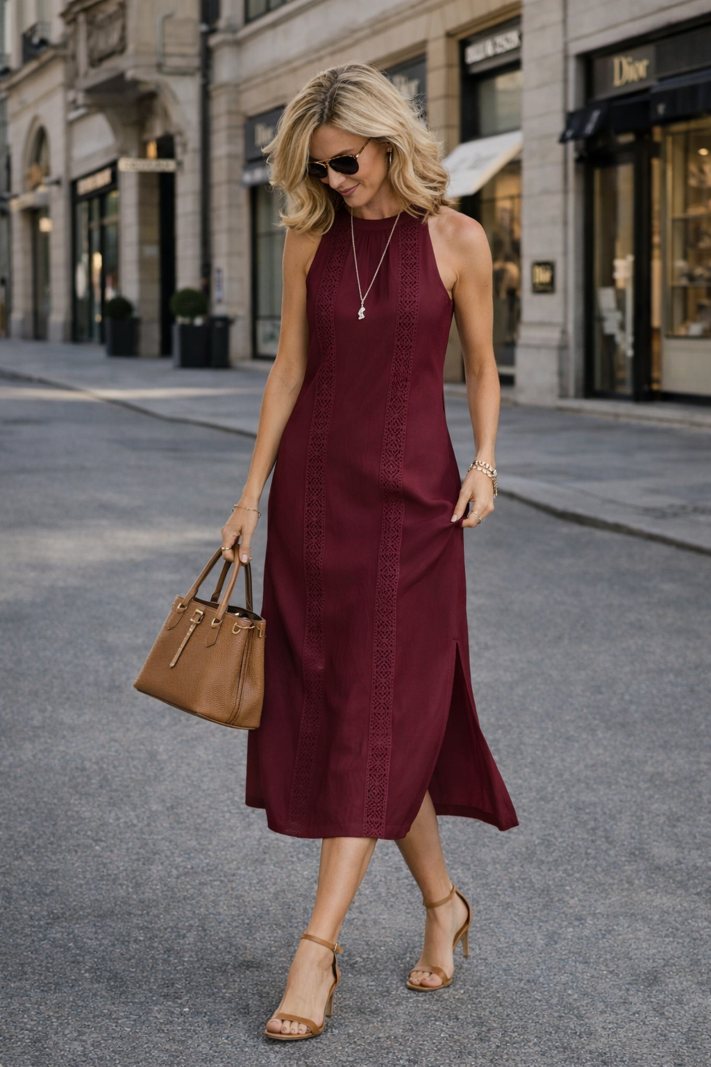 Johanna – Ärmelloses Midikleid mit Spitzendetails